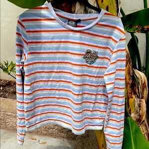 Santa Cruz Skateboards Orange and Blue Long Sleeve Tee